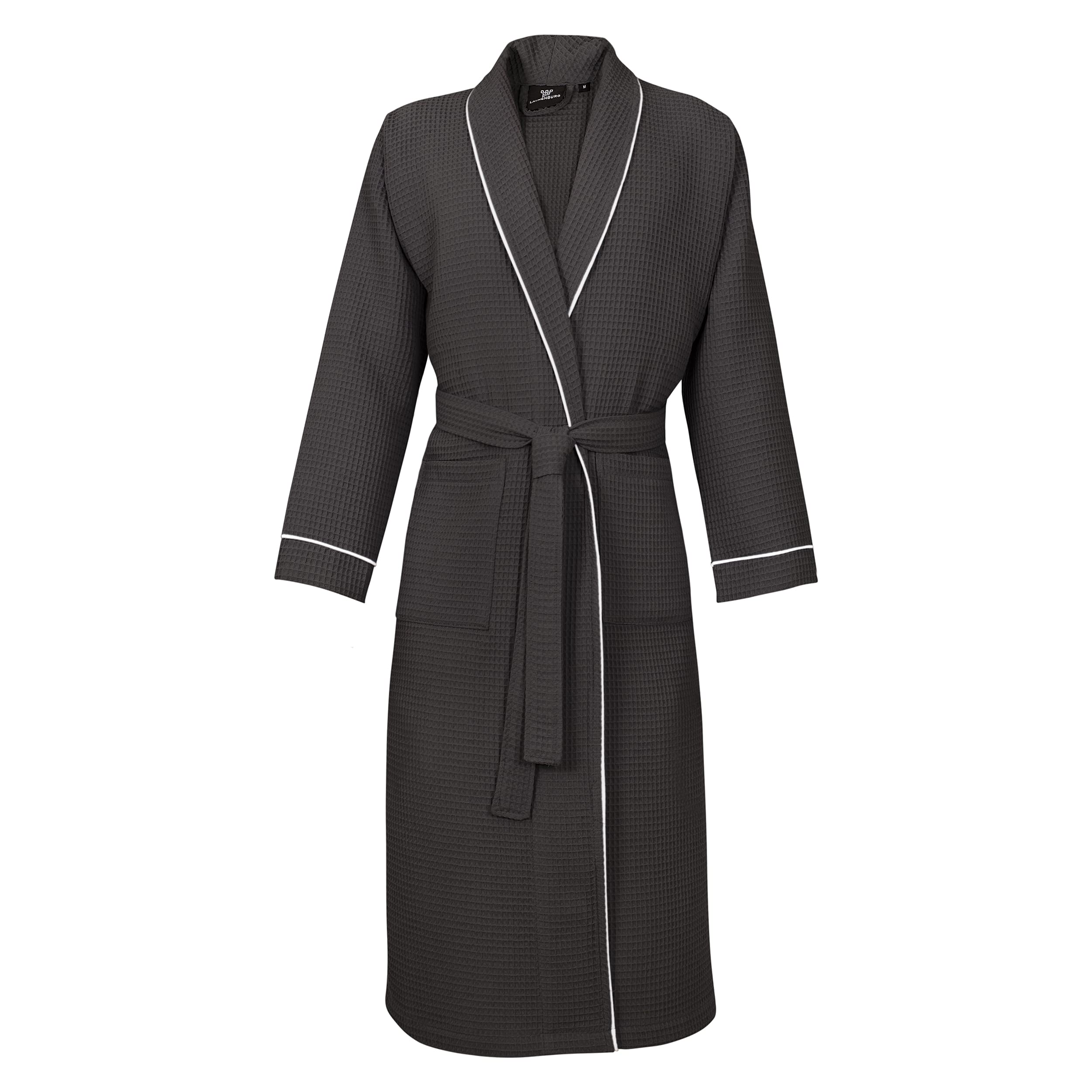 LAYNENBURG Accappatoio donna e da uomo in Waffle - Pique - 100% cotone - OEKO TEX - Colletto a scialle - Leggero - Estate - Taglie S, M, L, XL, XXL