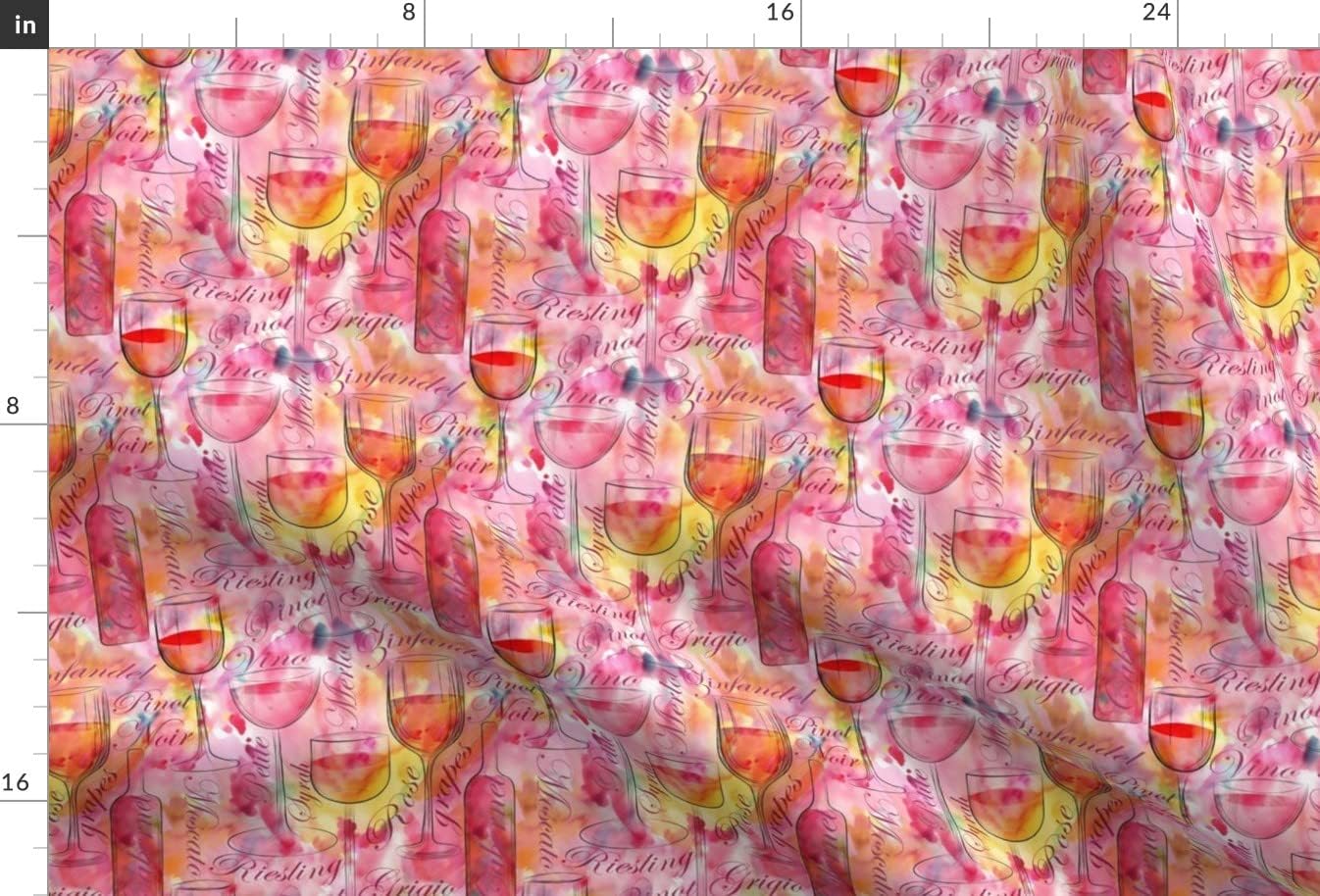 Spoonflower Fabric - Drink Wine Watercolor Alcohol Printed on Minky Fabric by The Yard - Sewing Baby Blankets Quilt Backing Plush