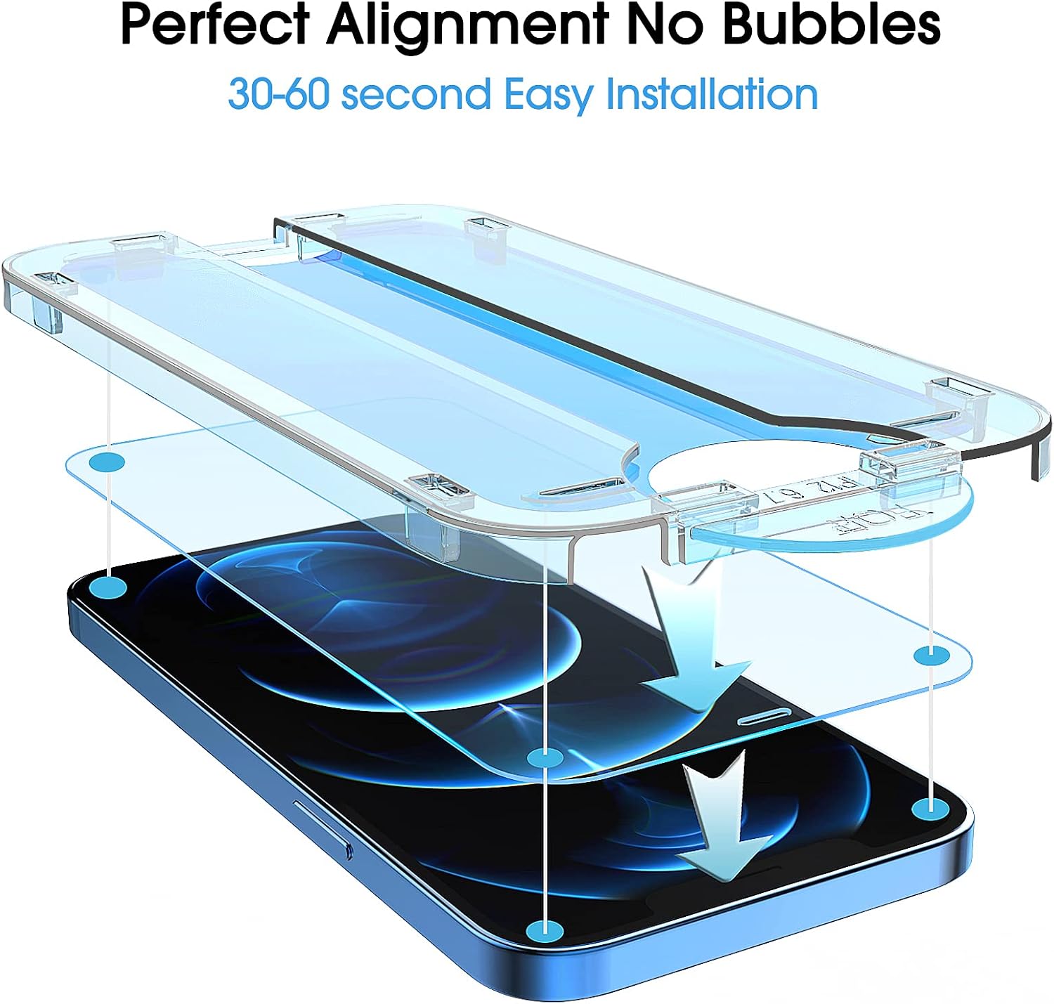 amFilm OneTouch Screen Protector for iPhone 12 Pro Max (6.7", 2020) with Easy Installation Kit, Tempered Glass, 2 Pack