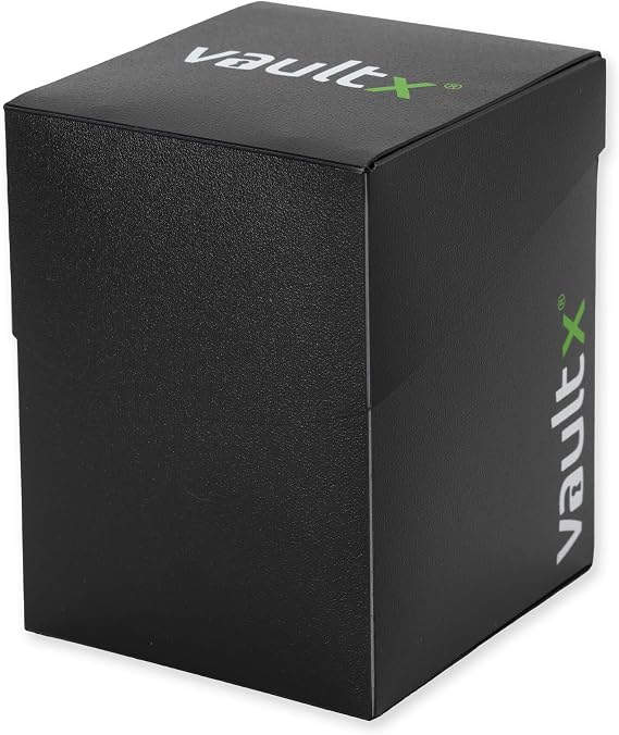 Vault X Large Standard Deck Box with 150 Black Sleeves, fits 100+ Sleeved Trading Cards (Black)