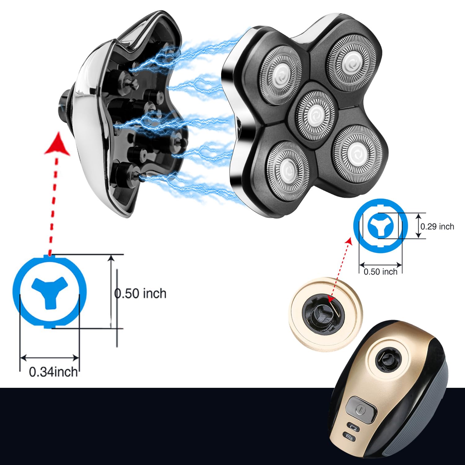 Universal Magnetic 5 Blades for MANSCAPED Dome Shaver and Many Brands, Head Shaver Replacement Heads for Universal Replacement Heads