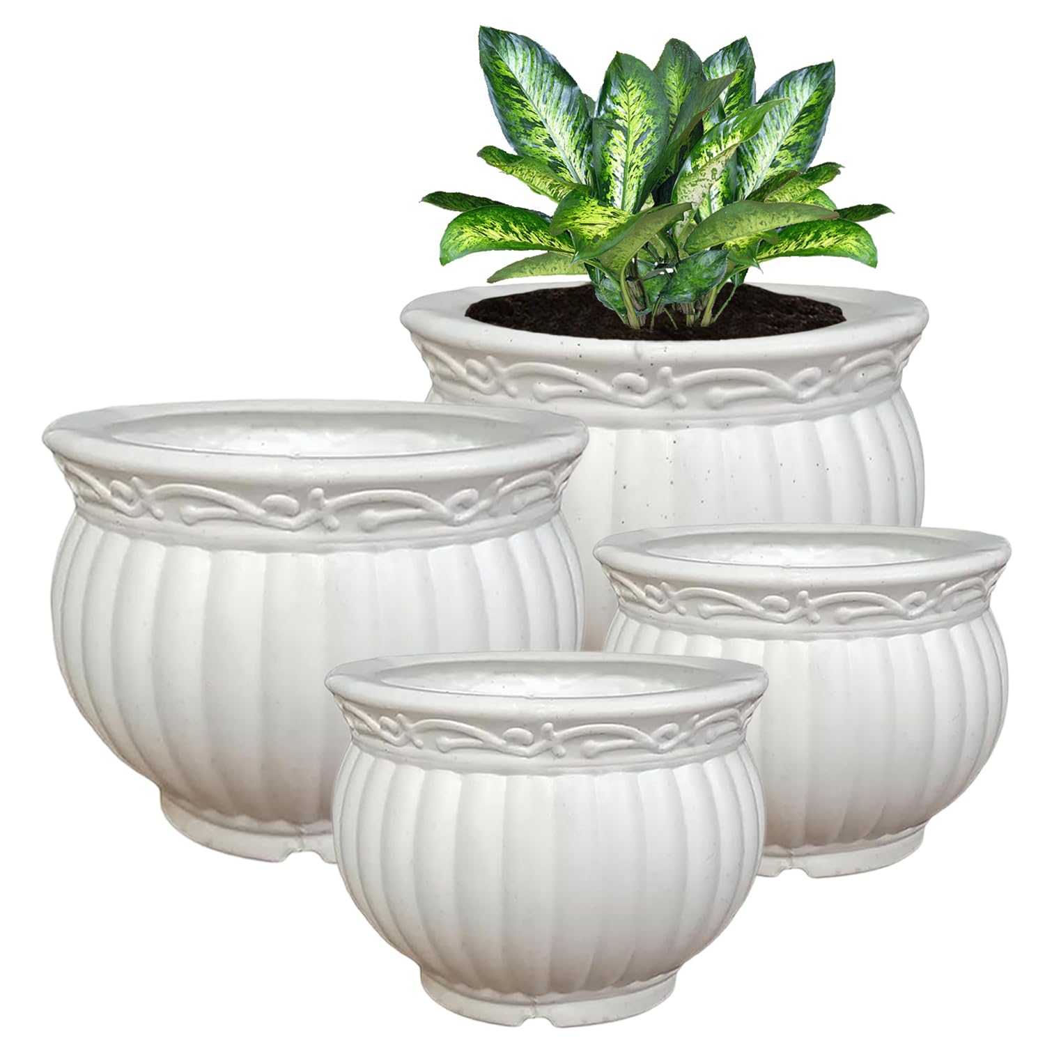 Heart Home Kanha Matki Flower Pot | Flower Planter Pots for Indoor | Flower Pots for Outdoor | Pot for Garden & Balcony Flowering | Flower Plants Pot | 6-8 Inch | Pack of 4 | White (B0CKND6SPL) Amazon Price History, Amazon Price Tracker