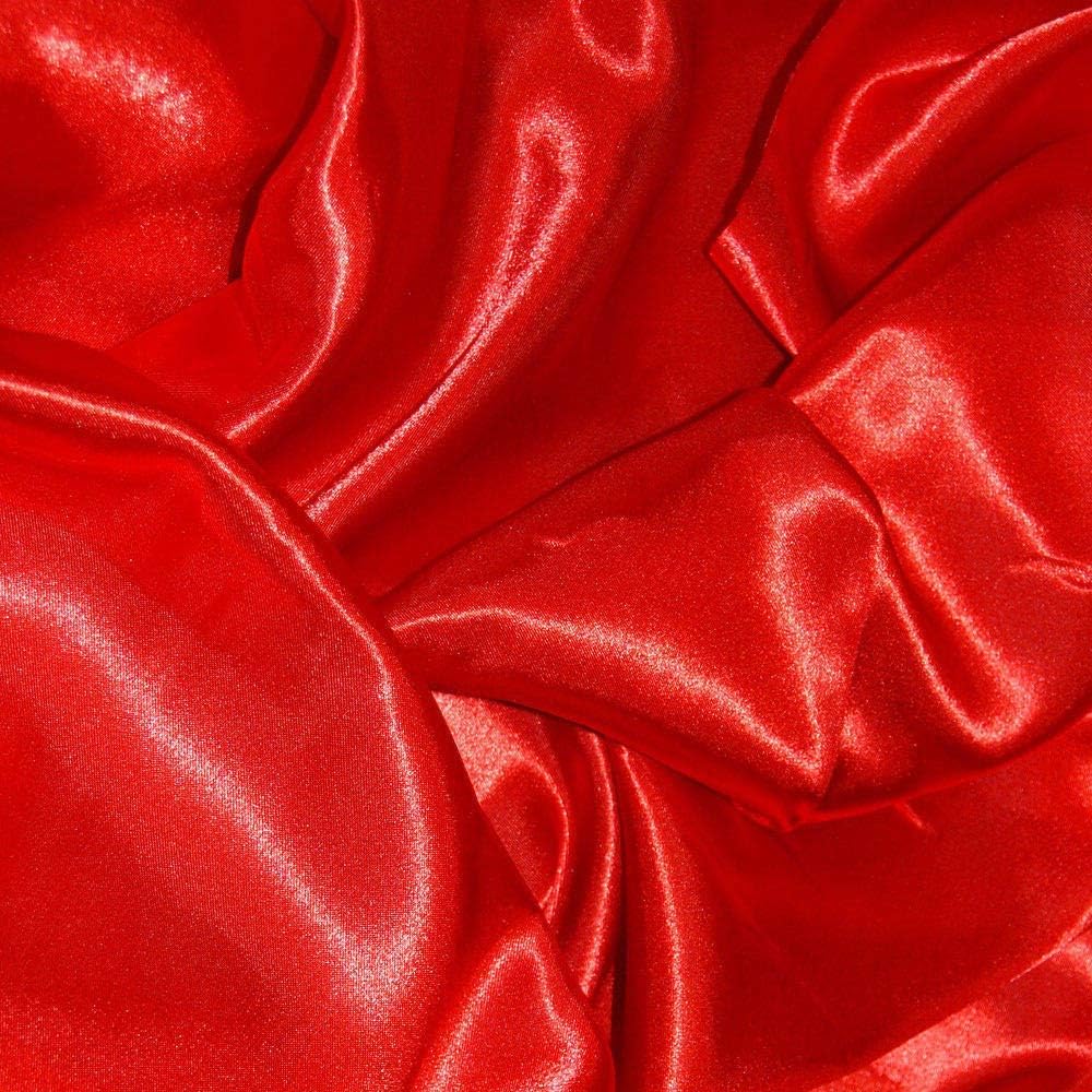 Megumi Silky & Shiny Satin Fabric For Dress Garment Cloth Material, Solid 44 Inch (5 Meter, Red)