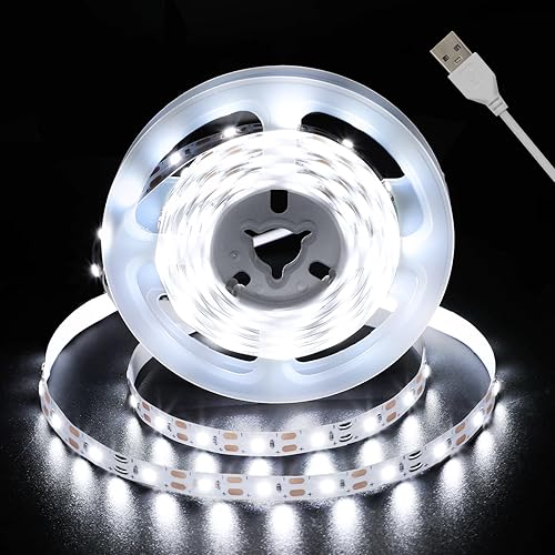 Miniatura 13 de echosari Tira de luces USB 5V, tira de luces LED de 9.8 pies con 180 luces LED cortables, cada 2835 SMD, superbrillante con autoadhesivo DIY para
