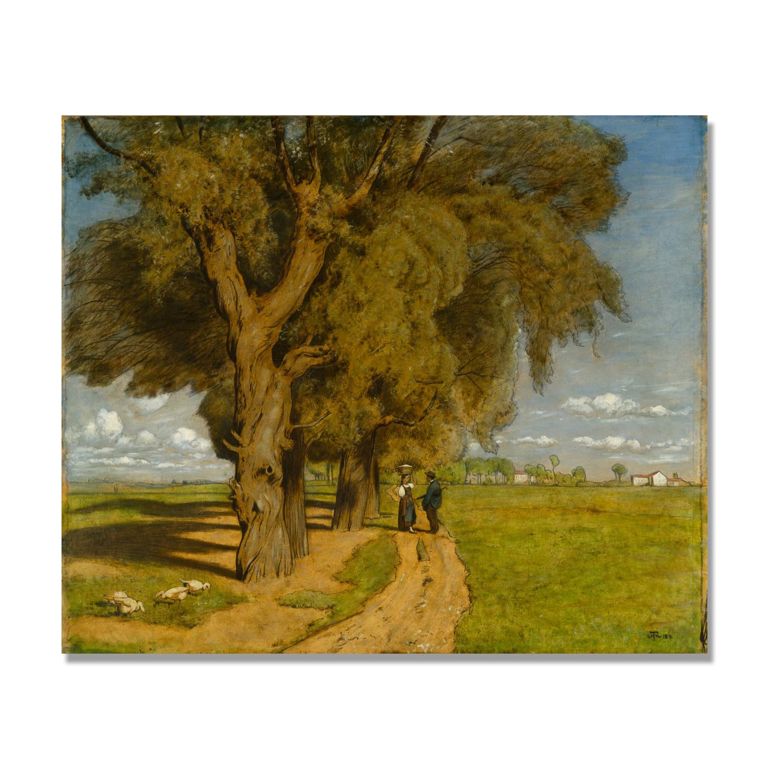 NHLDZYH Hans Thoma Style Canvas Wall Art - (Summer), German Romantic Realism Painting with Symbolic Nature, Rustic Country Home Decor. 80x96cm-31.4x37.8in. Only Canvas