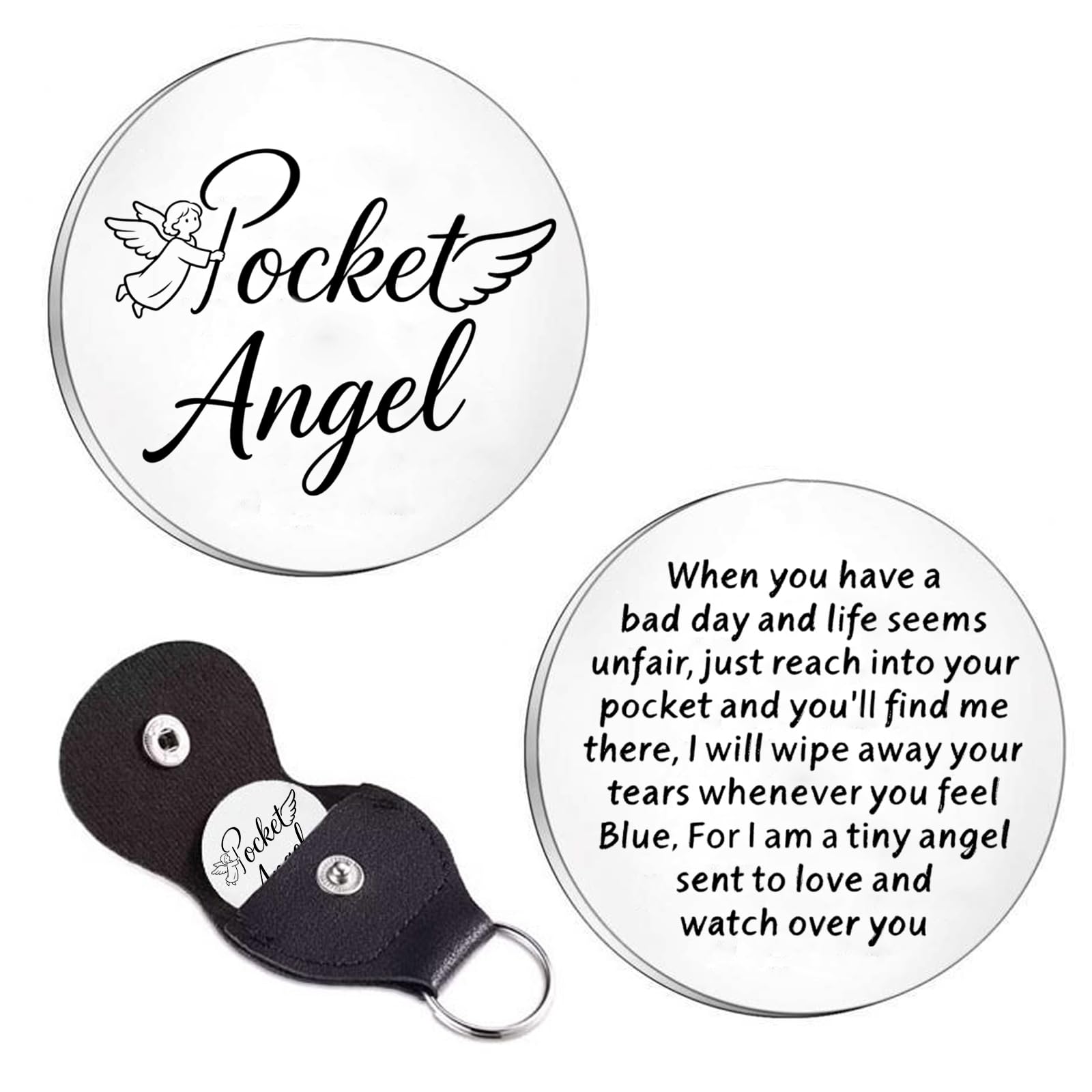 Zenthraa Unisex Silver Guardian Angel Pocket Hug Token - Inspirational Keepsake Gifts For Women Men, Angel Gifts For Friends Her Him, Pocket Hugs Angel