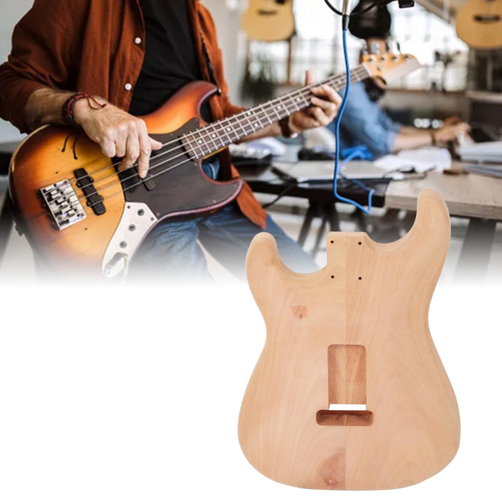 Barre per chitarra elettrica incompiuta, mogano fai da te professionale Blank Chitarra elettrica Sostituzione del corpo per musicisti professionisti o chitarrista esperto (GSB09)