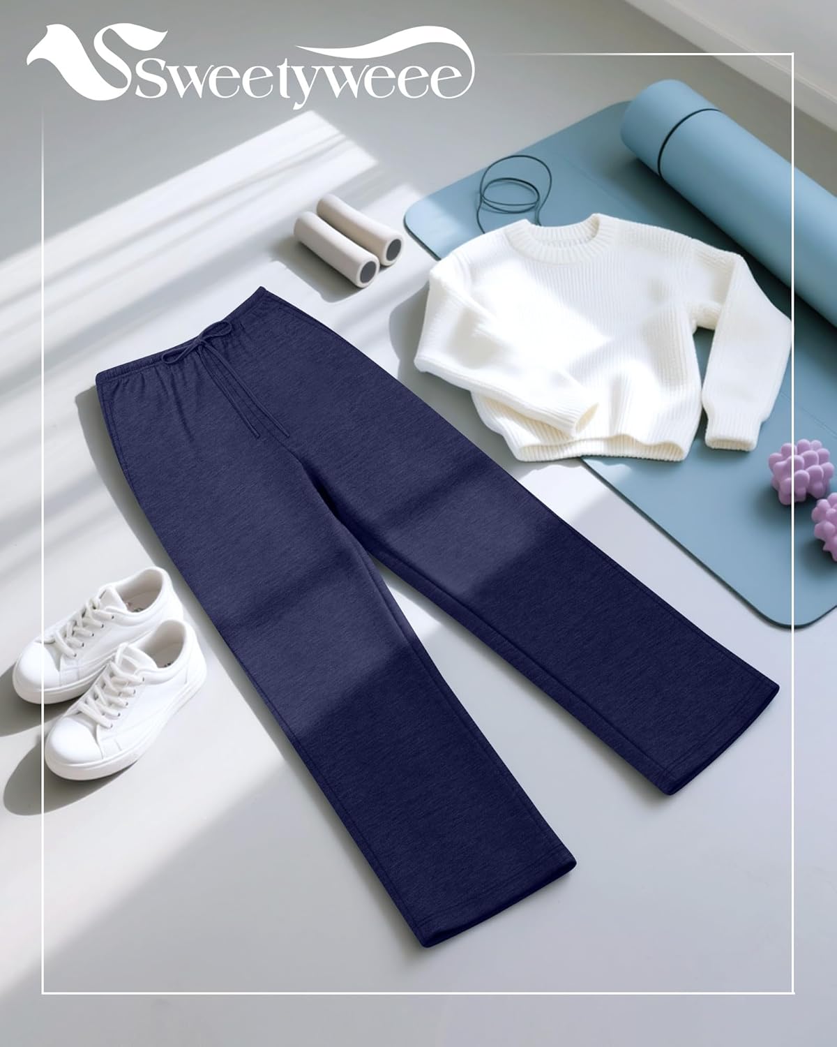 3 Pack Women's Plus Size Lounge Pants with Pockets, Wide Leg Loose Drawstring Pants Casual Sweatpants Jogger Pant - Image 5