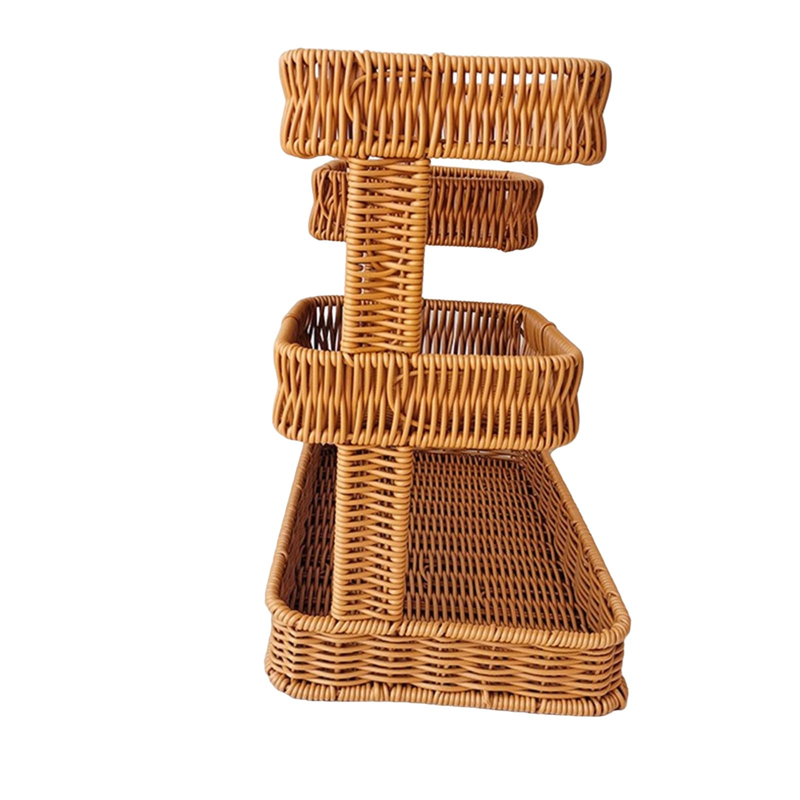 Xinsheinelry Imitation Rattans Basket Practical Snacks Display Tray Multilayer Fruit Storage Basket Dessert Holder Desktop Organiser Home Vegetable