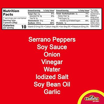 La Costena Whole Serrano Pepper Toreado - Fire Roasted - 7.7oz, 6 Pack