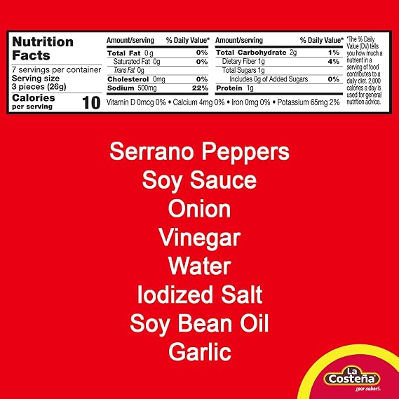 La Costena Whole Serrano Pepper Toreado - Fire Roasted - 7.7oz, 6 Pack
