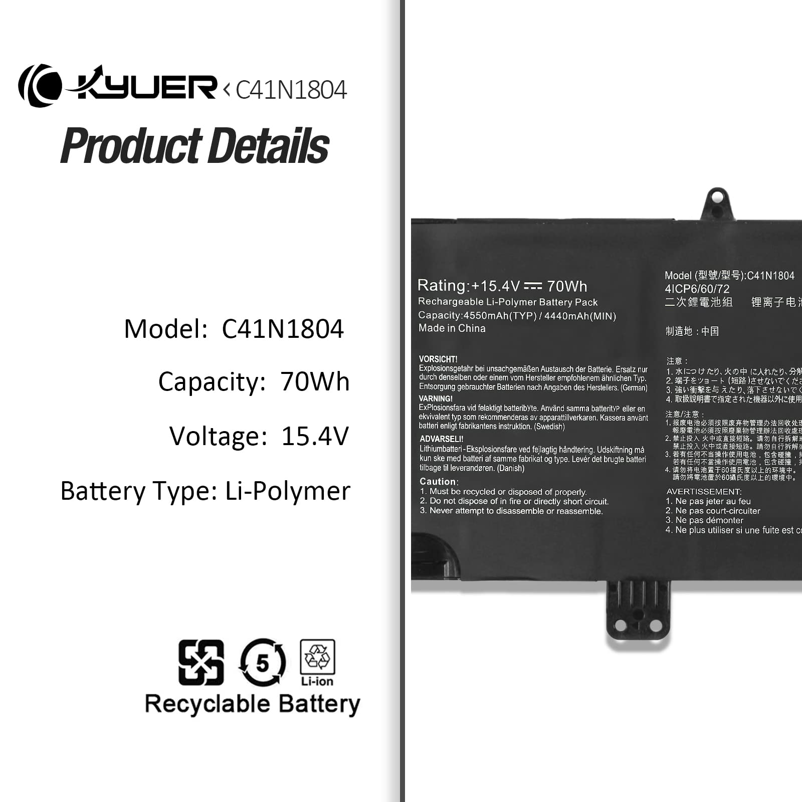 C41N1804 Laptop Bateria do Asus ZenBook Pro 14 UX450 UX450F UX450FD UX450FDX UX450FDA UX480 UX480F UX480FD-BE042T BE001T BE010T BE012T BE012R BE021T BE027T E1053T UX450FD-BE049T BE072T BE014T BE023T