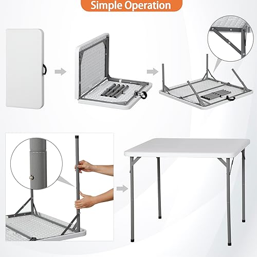 Miniatura 12 de ZENY Mesa plegable de 6 pies, mesa de picnic portátil, mesa de plástico para picnic en interiores y exteriores, fiesta, campamento, mesa plegable