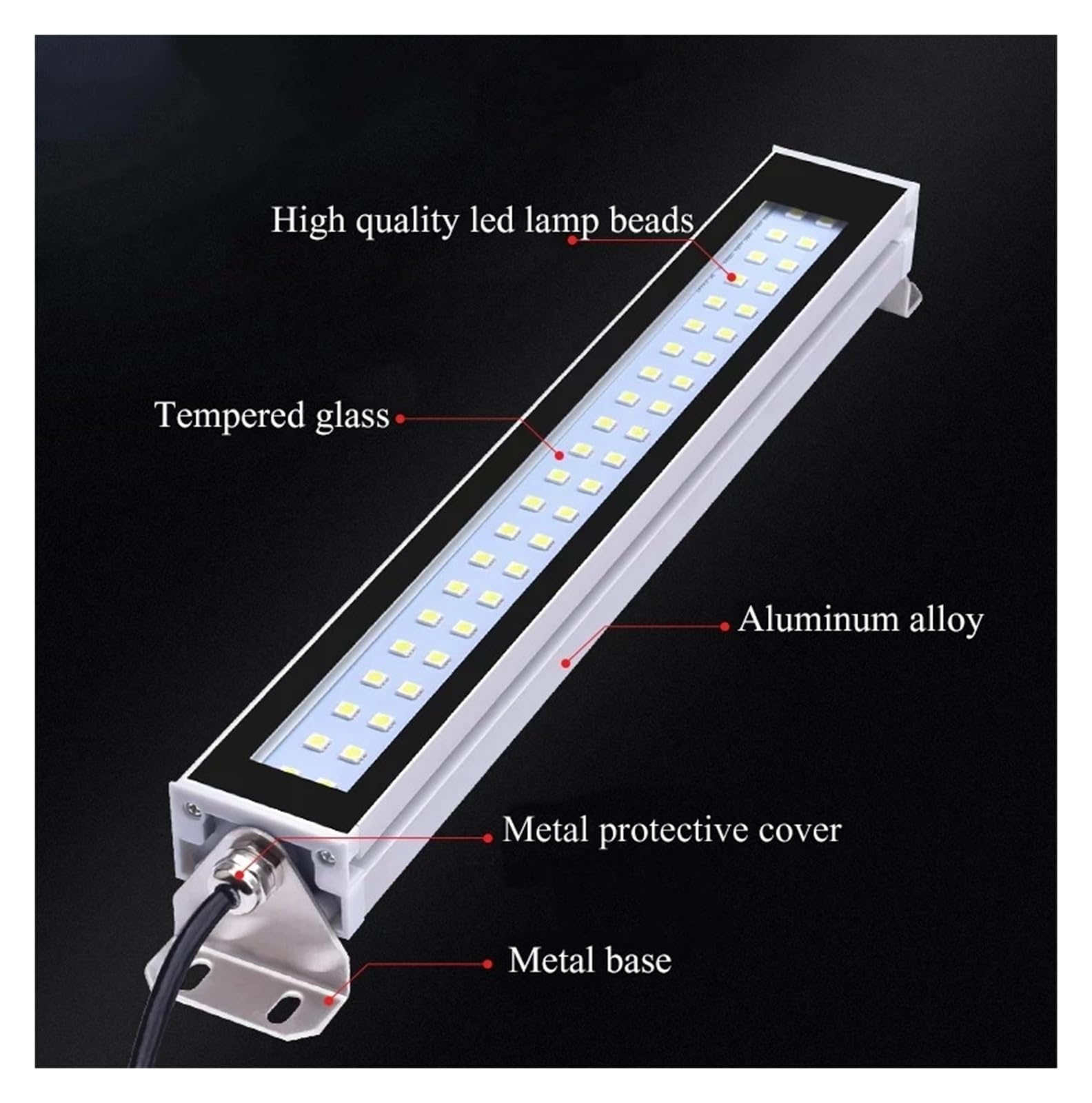 Luce for officina a LED in lega di alluminio 110V-220V 24V-36V IP65 IP67 impermeabile for tornio CNC industriale per macchine utensili da tornio(530MM,24V-36V)