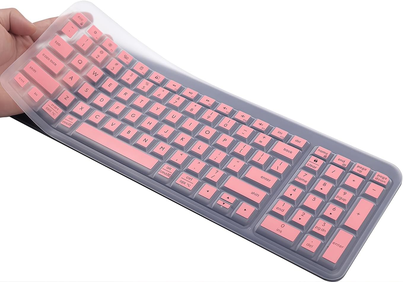 Silicone Keyboard Skin Cover Compatible for 2025 Logitech MK250 Bluetooth Wireless Mouse and Keyboard Combo & Logitech K250 Bluetooth Keyboard with Numpad (Pink)