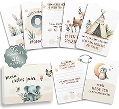 Baby Step Card in French, Baby Month Card to follow the special steps and as a gift for the expectant mother and as a souvenir of my first time baby (German)