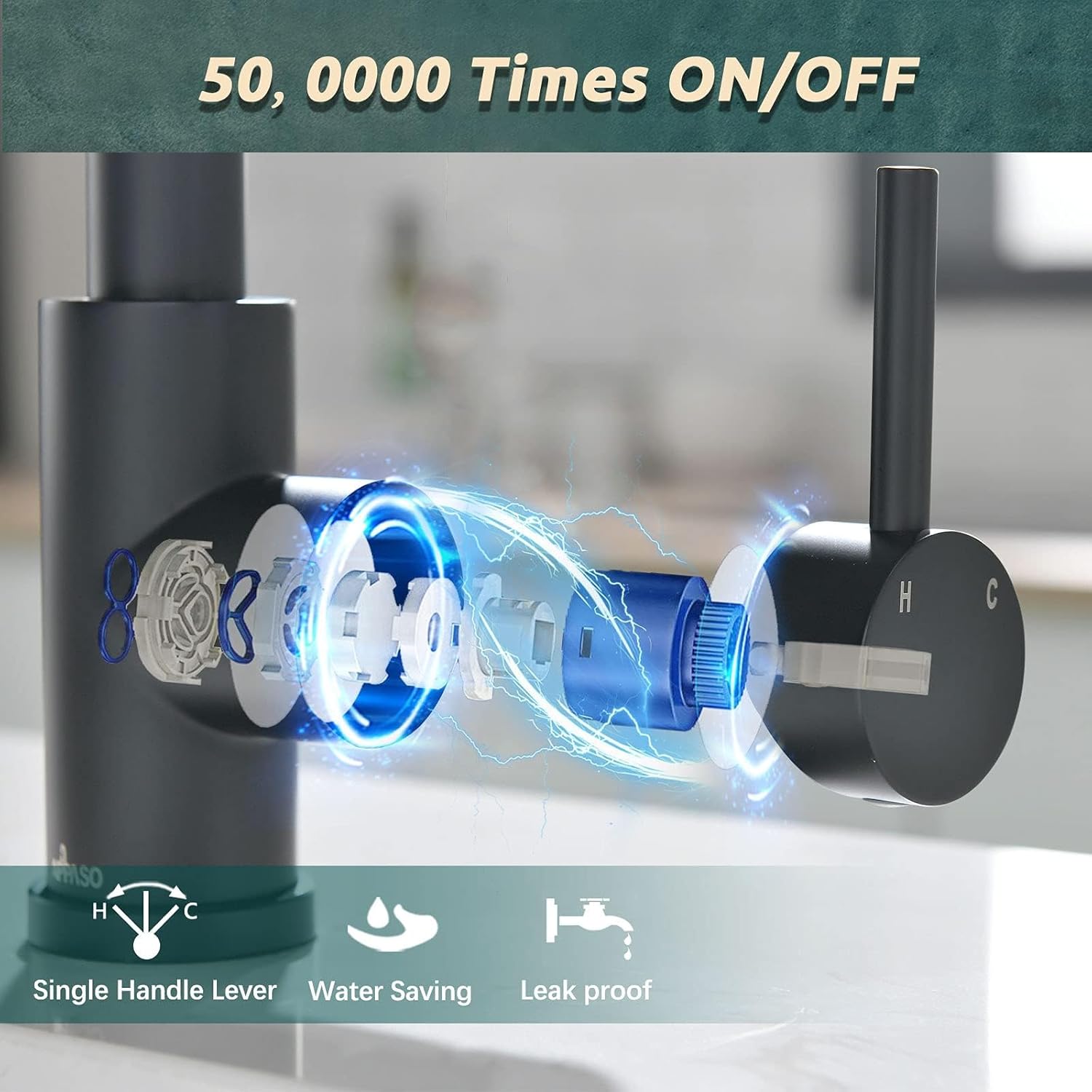 Diagram anu nunjukkeun kartrij keramik internal keran, anu nekenkeun daya tahan sareng desain anti bocorna.