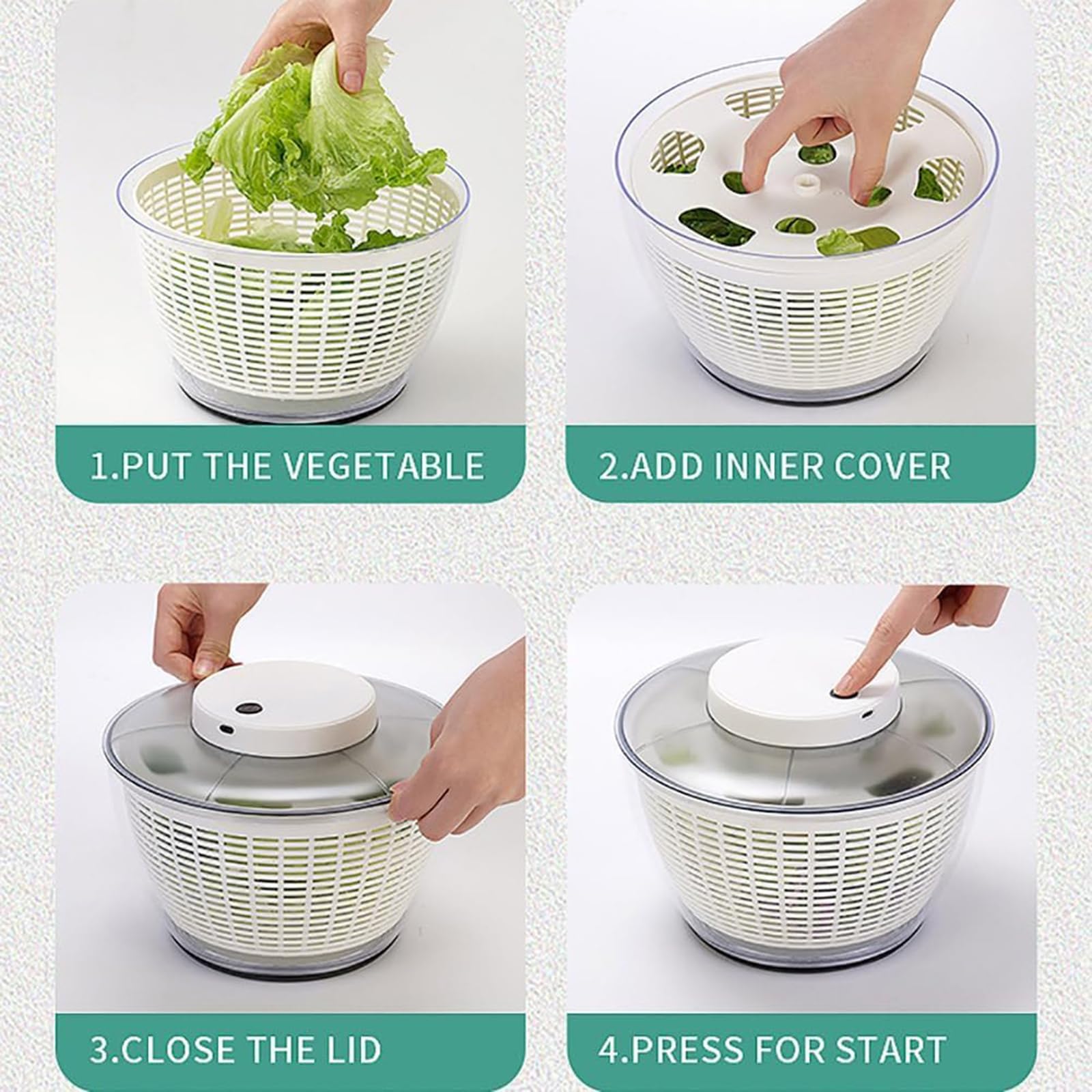 Centrifugador eléctrico de ensalada, lavadora y secadora recargable de 1500 mAh, base antideslizante, secado rápido, capacidad de 6 litros para lechuga, verduras, frutas y hierbas