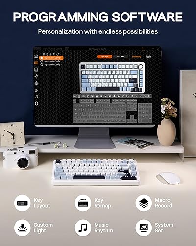 Miniatura 8 de EPOMAKER EA75 Teclado mecánico para juegos 75% RGB, 2.4GHzType-CBT Teclado inalámbrico cremoso con perilla, teclas PBT brillo a través de teclas,