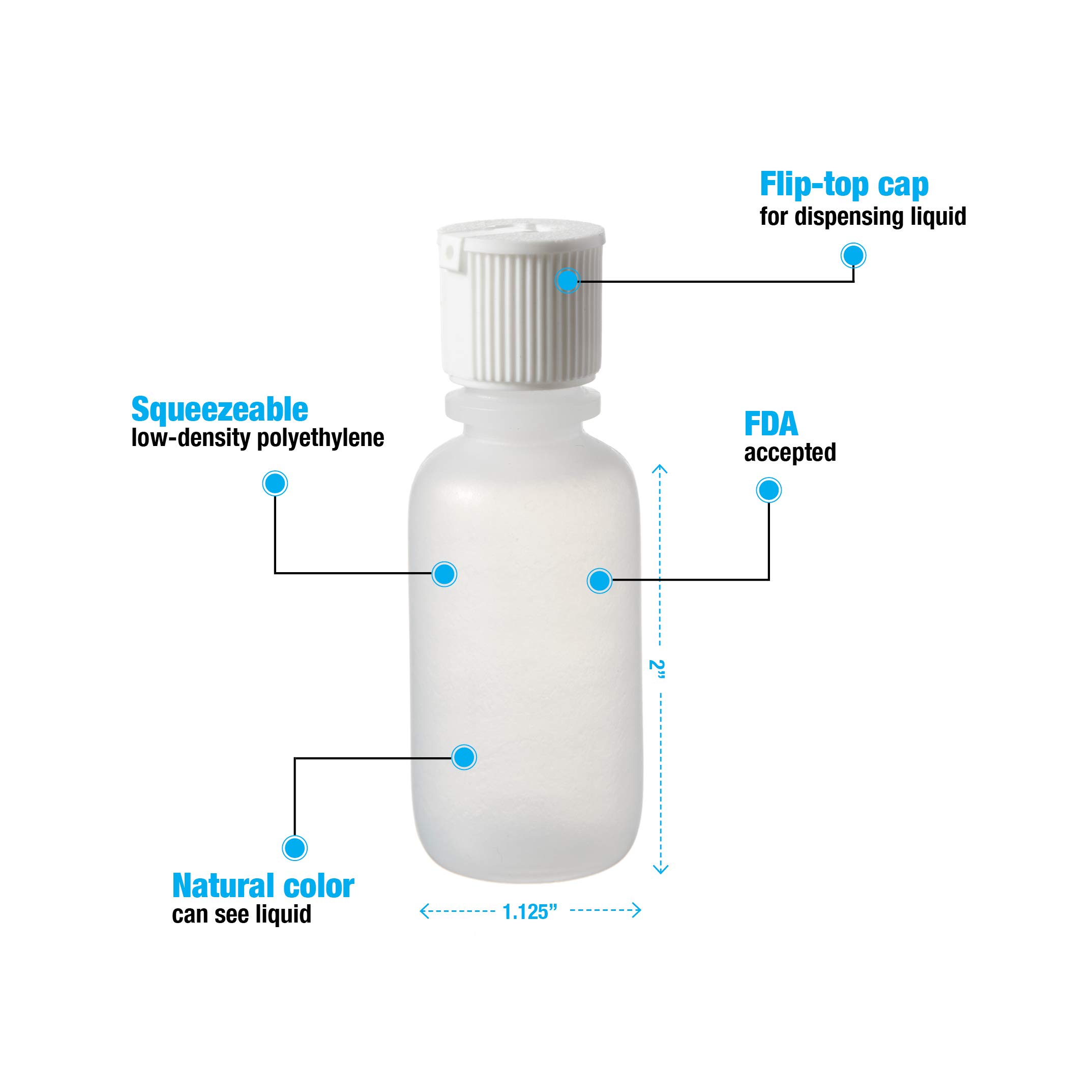 WHEATON AC Round Bottle, 2 oz, PK288