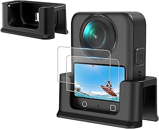 CYNOVA OSMO 360 スタンド OSMO 360 保護フィルム 対応 DJI Osmo 360 アクセサリー,OSMO 360 卓上 スタンド + OSMO 360 フィルム(2枚） 持ち運び便利 滑り止め 安定 コンパクト取り付け簡単 強化ガラスフィルム