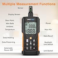 Vista 2 de YT606 Medidor de Temperatura y Humedad Higrómetro Digital de Alta Precisión con Humedad Ambiental, Humedad Relativa, Punto de Rocío, Termómetro