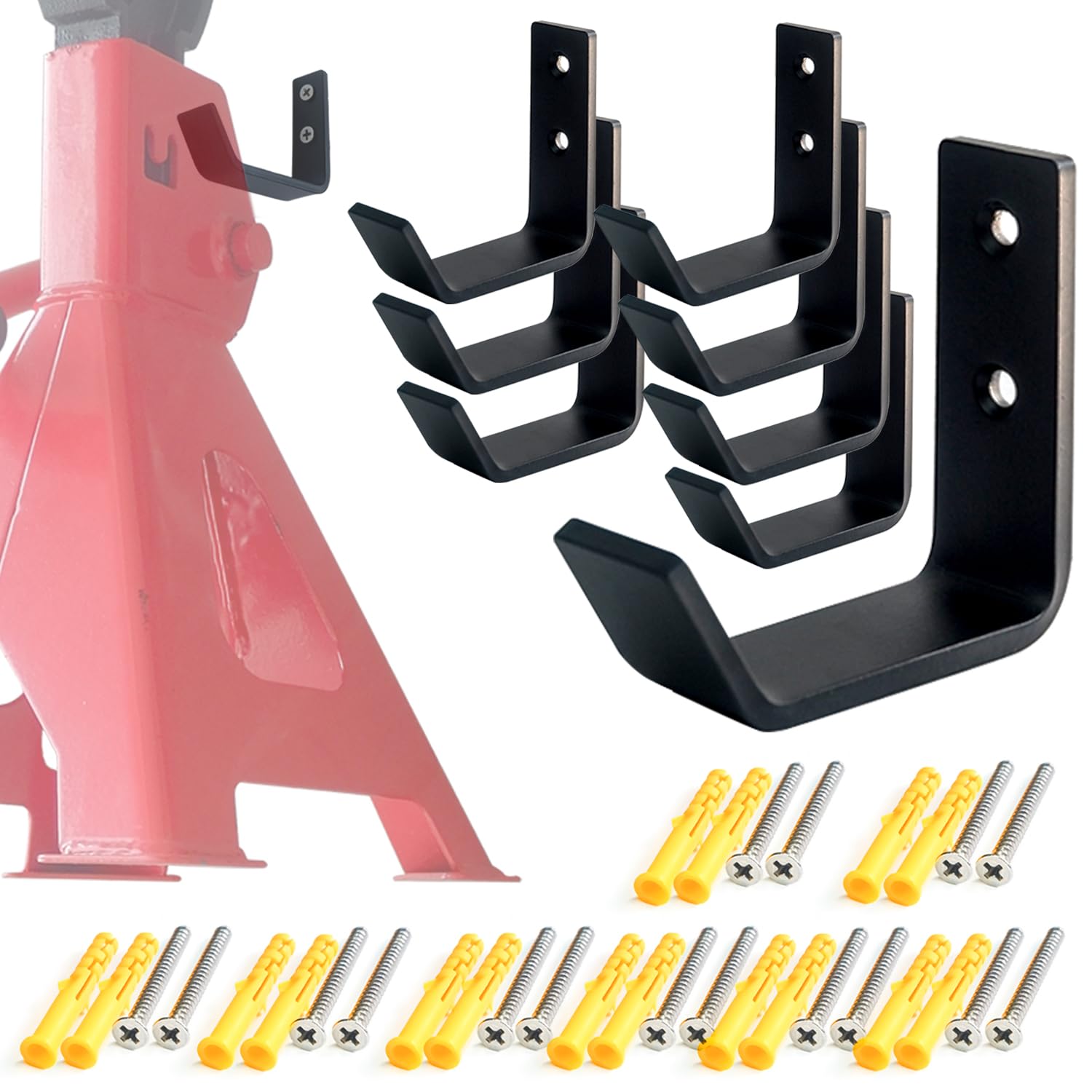 8 Packs Jack Stands Wall Mount Organizer, Heavy Duty Stainless Steel Holder Hook Fits 2 & 3 & 4 Ton Jack Stands