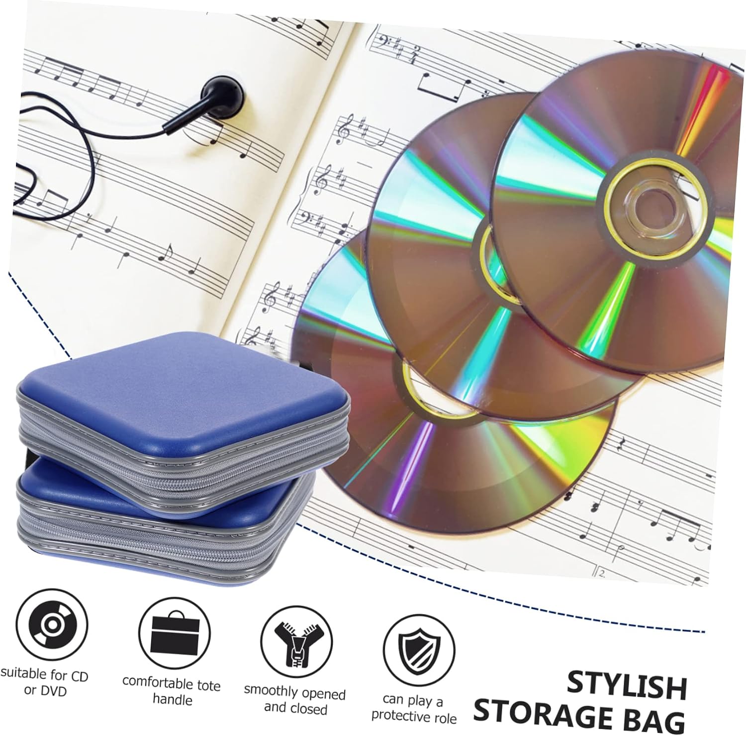 2pcs Capacity Cd DVD Storage Bag Pouch Carrying Case for Media Cd Holder Portable Case Zipper Closure Fashionable Design