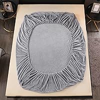 Vista 38 de Flannel Fitted Sheet Twin Size,Velvet Fitted Sheet Plush Shaggy Ultra Soft Fuzzy Sheet with 15''Deep Pocket,Dark Gray,1 Pack(Not Include Pillowcases)