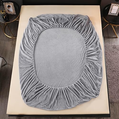 Miniatura 38 de Flannel Fitted Sheet Twin Size,Velvet Fitted Sheet Plush Shaggy Ultra Soft Fuzzy Sheet with 15''Deep Pocket,Dark Gray,1 Pack(Not Include Pillowcases)