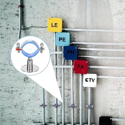 Miniatura 7 de uxcell Soporte de tubería de acero inoxidable para montaje en pared, soporte de tubo de montaje en techo, altura ajustable de 1.181-1.969 in para