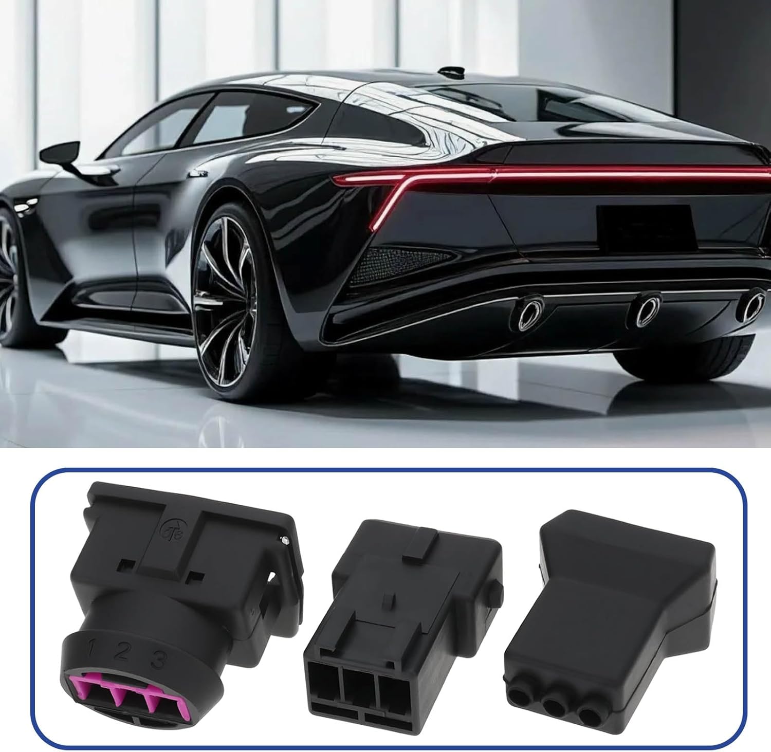 2 Sets 3-Pin Female Male Automotive Wiring Connector Kit Compatible with Bosch EV1 Interface