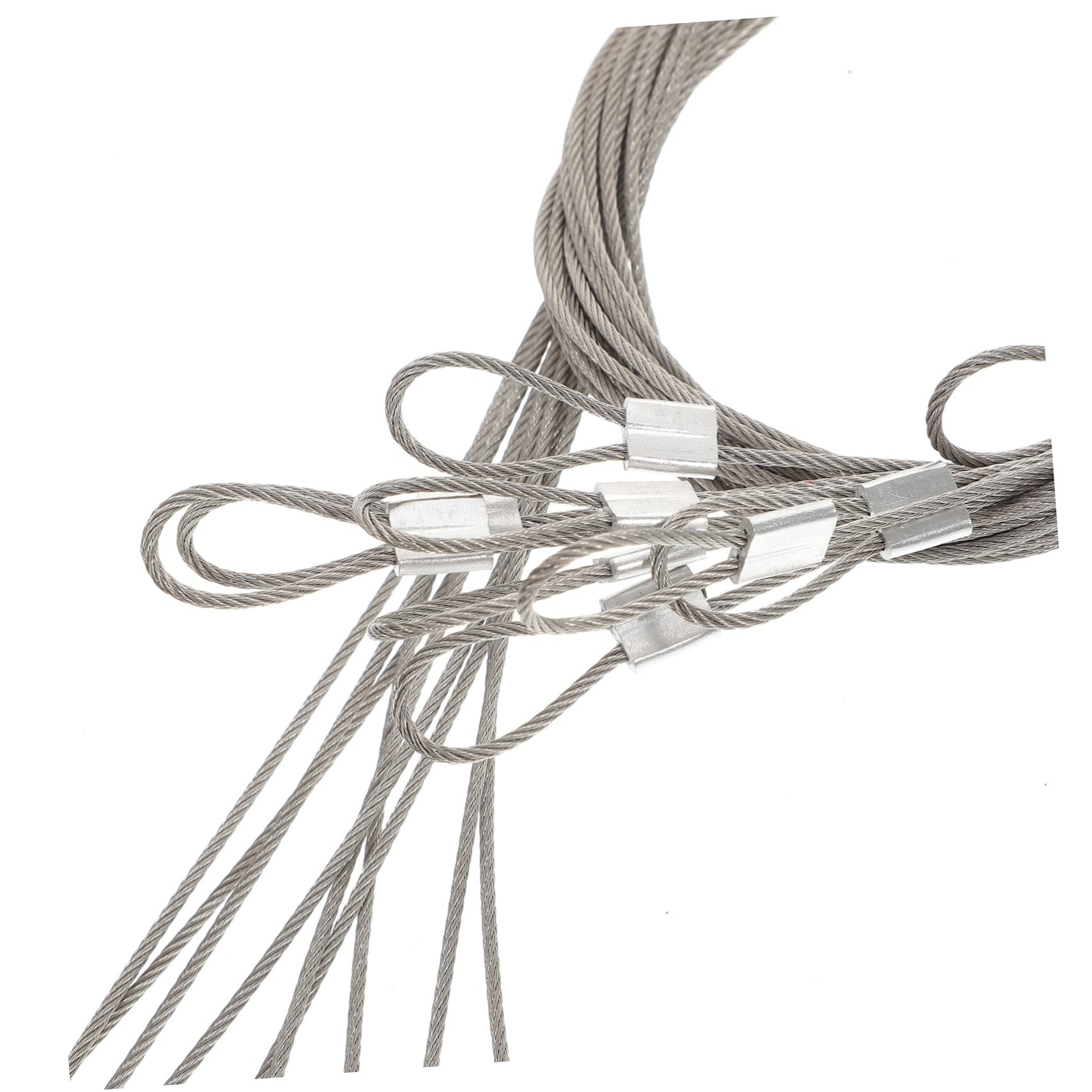 Angoily Kit de Ganchos Ajustables para Colgar Cuadros Cable de Acero Inoxidable Plata, Capacidad 30kg, Adecuado para Sistemas de Exhibición y Fotografía, Paquete de 10 Piezas