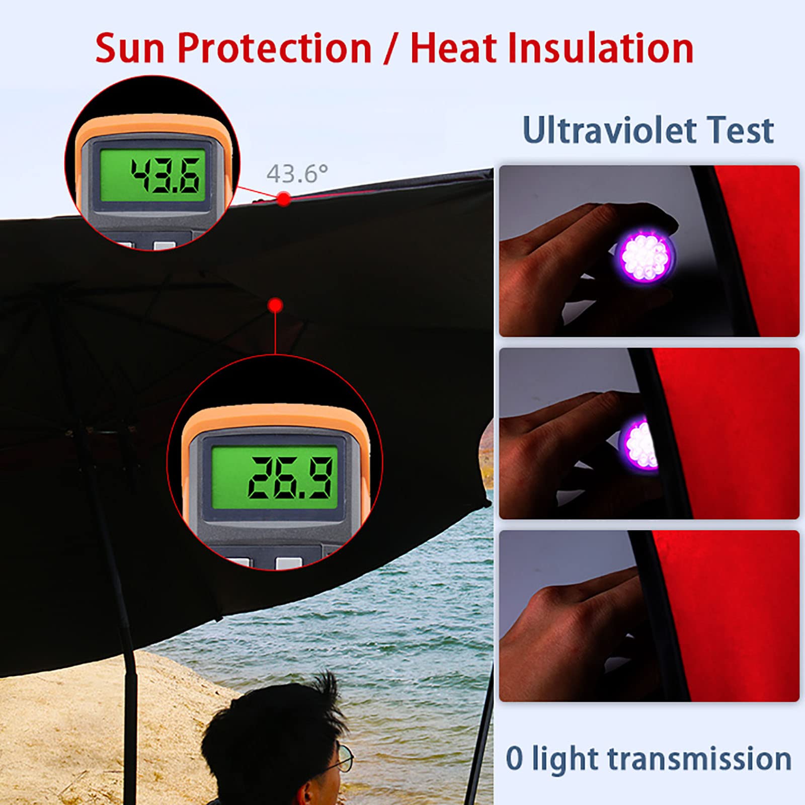Ombrellone da Pesca Rotondo, Grande Ombrello da Spiaggia All'aperto, Ombrellone Pieghevole, Regolabile A 360°, Antipioggia, Protezione Solare, UV 40+, Ombrellone per Balcone, Giardino, Patio