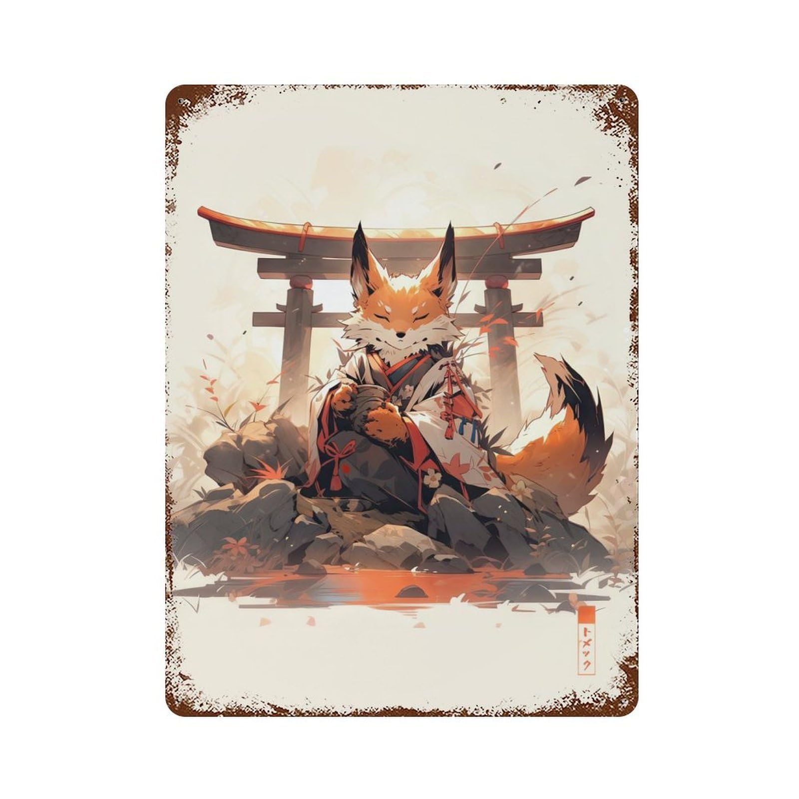 Torii Fox 15.7"x11.8" Aged Metal Wall Plaque, Retro Wall Decor for Farmhouse, Kitchen And Entryway Decor