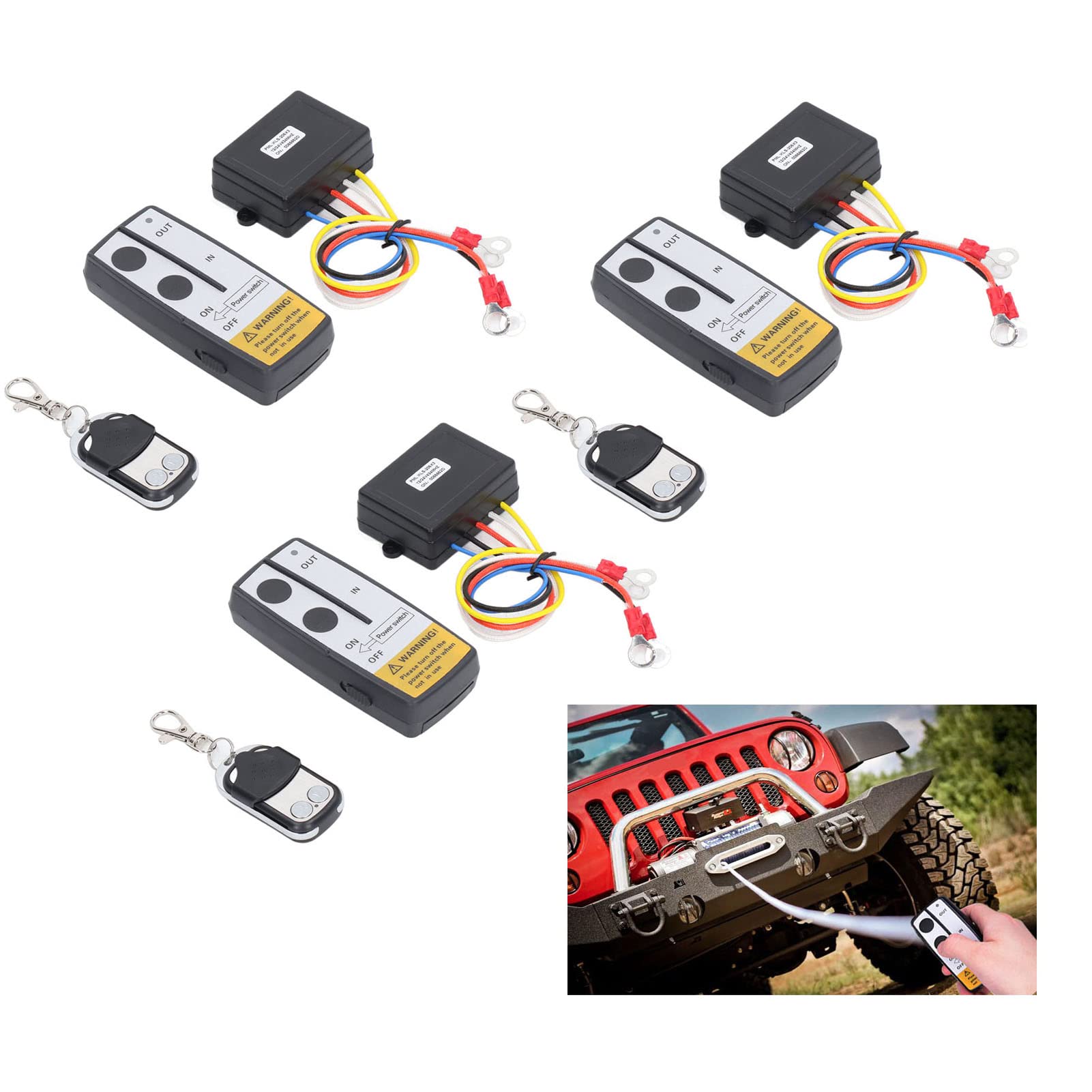 Kit de Control Remoto de Cabrestante Inalámbrico de Recuperación de 12V Y 24V para Camión, ATV, SUV, Controlador de Interruptor de Auricular, Conjunto de Interruptor de Control Remoto Inalámbrico de C