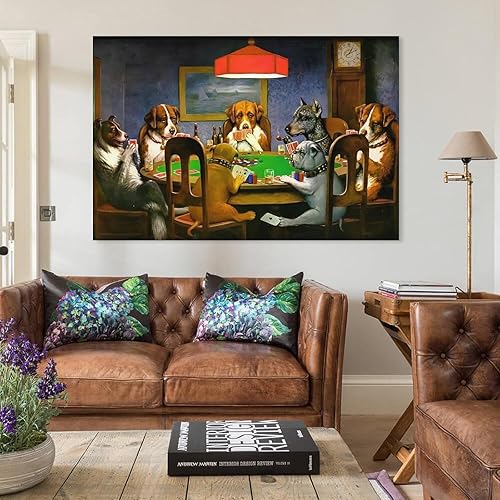Miniatura 3 de Thcbme Póster de perros jugando al póquer, pintura decorativa, decoración de baño, sala de estar, lienzo sin marco, 12 x 18 pulgadas (11.8 x 17.7 in)