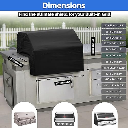 Miniatura 7 de Covers & All Built-in Grill Cover for Outdoor Grill – Heavy Duty 12 oz Waterproof Built-in BBQ Grill Cover, PVC-Coated Polyester with Elastic Hem