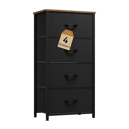 Miniatura 30 de DWVO Cómoda de tela para dormitorio, cómoda alta con 8 cajones, torre de almacenamiento con cubos de tela, cómoda para armario y sala de estar, Gris