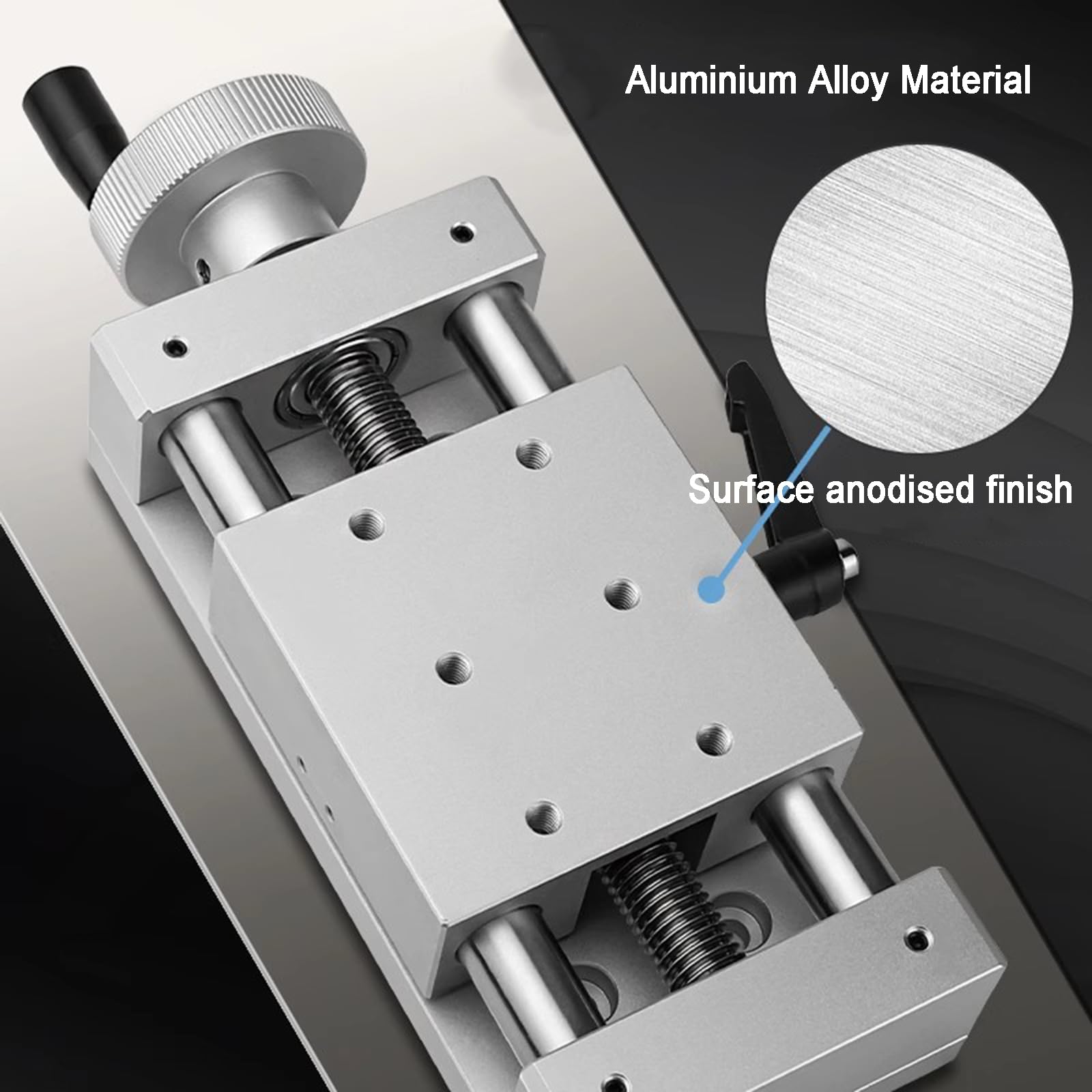 Stół przesuwny ze stopu aluminium, szyna liniowa, 80 x 80 mm, skok 50 mm, śruba typu T, podwójna szyna do zastosowań inżynieryjnych i laboratoryjnych