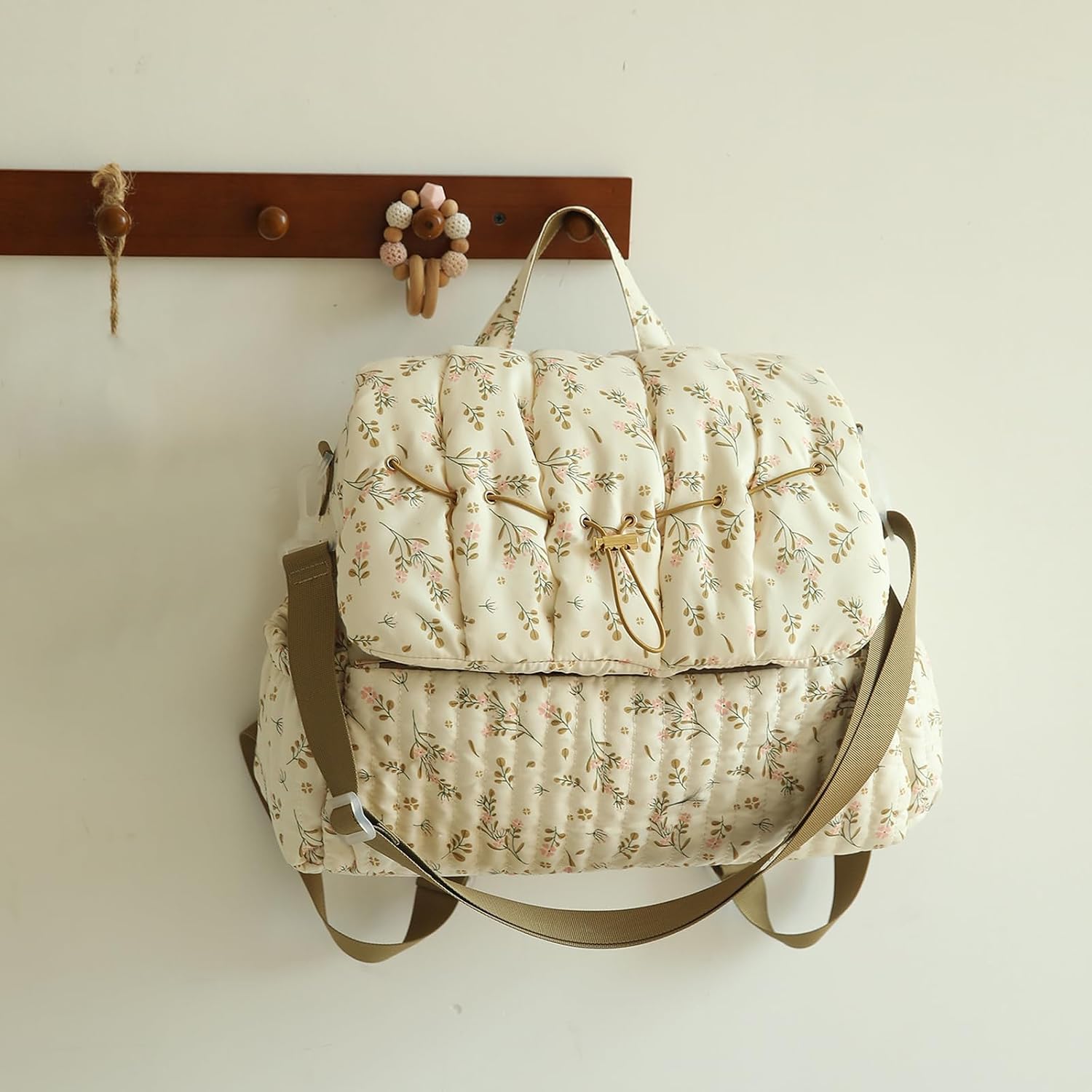 Quilted Diaper Bag Backpack with Stroller Straps Travel Baby Bag for Mom Dads Diaper Bag Purses for Women