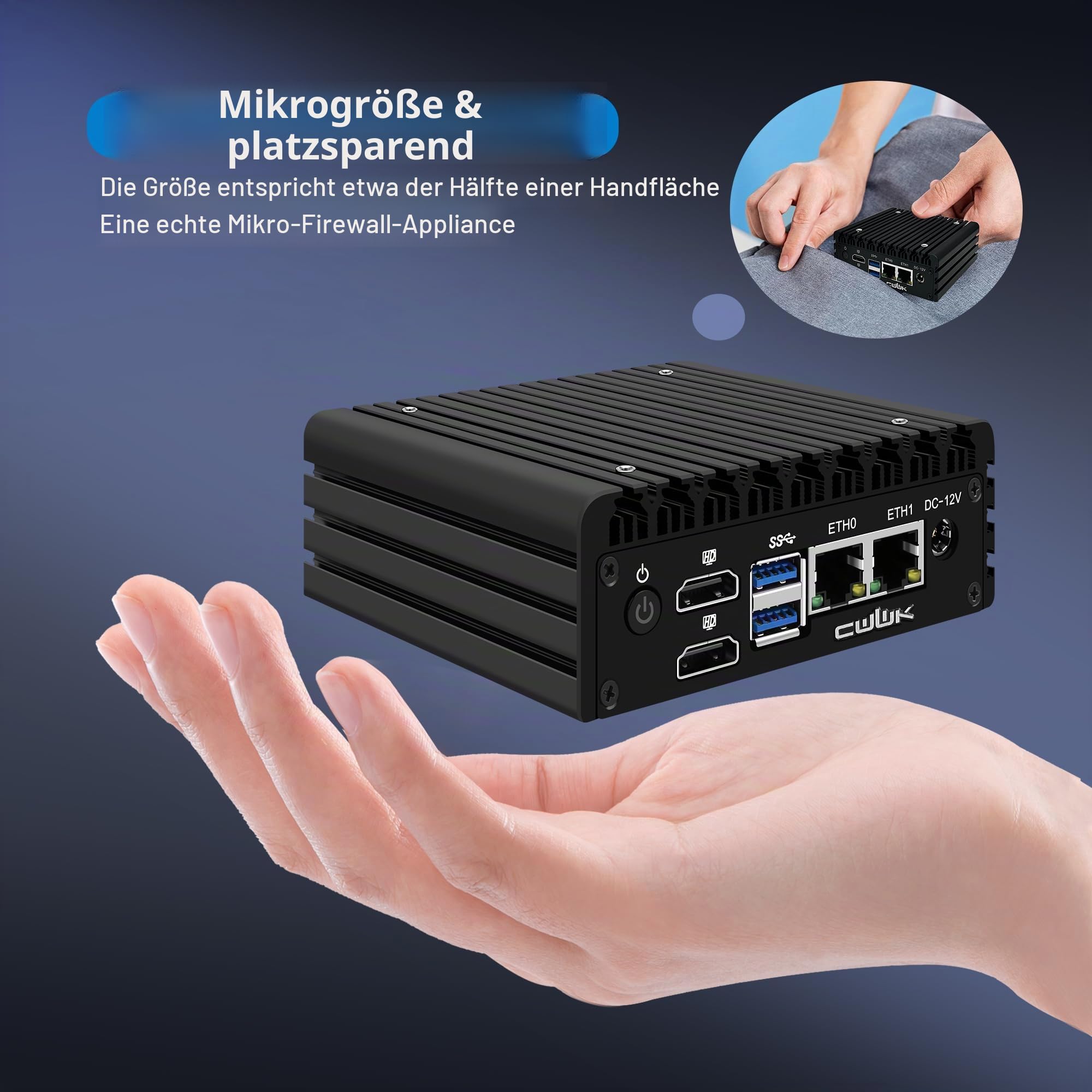 CWWK X86-P6 N150 Mini PC Fanless (Upgraded N100), Firewall Appliance Mini Computer with 2 x i226-V 2.5GbE LAN, OPNsense Micro PC Barebone DDR5 NO RAM/SSD/OS, 2-Display (4 x USB2.0)