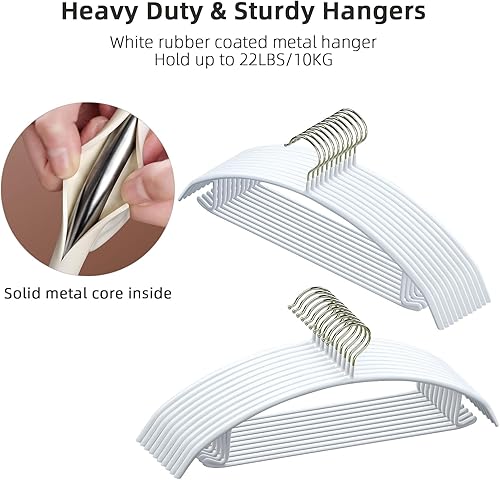 Miniatura 3 de MOPALL Perchas antigolpes, paquete de 20 perchas antideslizantes y ahorran espacio, perchas de ropa resistentes con revestimiento de goma, contorno