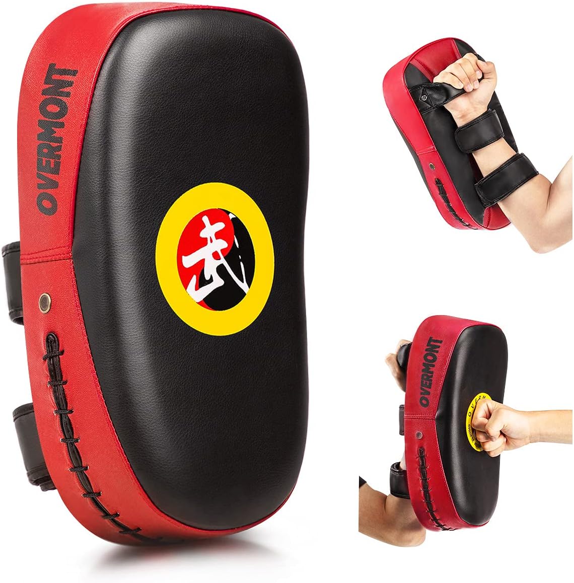 Overmont Taekwondo Kick Pad with Curved Punching Surface Karate Kicking Shield PU Leather for Boxing Martial Art Kickboxing Training(1 Pc Sold as Single)