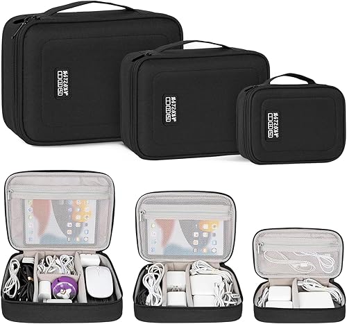 AKOZLIN Acolchado 3 unidsset organizador de viaje Cable de oficina Cable Electrónica Accesorios Bolsa de Gestión de Cable Eléctrico Caso Negro