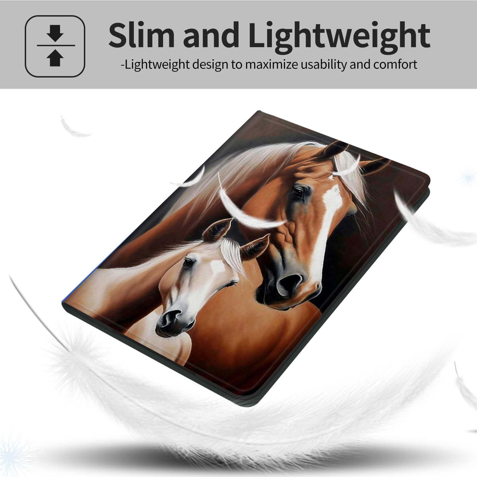 Funda para Kindle Scribe de 10.2 pulgadas (lanzado en 2022), funda inteligente delgada de piel sintética con apagado y encendido automático para Kindle Scribe 2022 e-Reader, caballos marrones 6