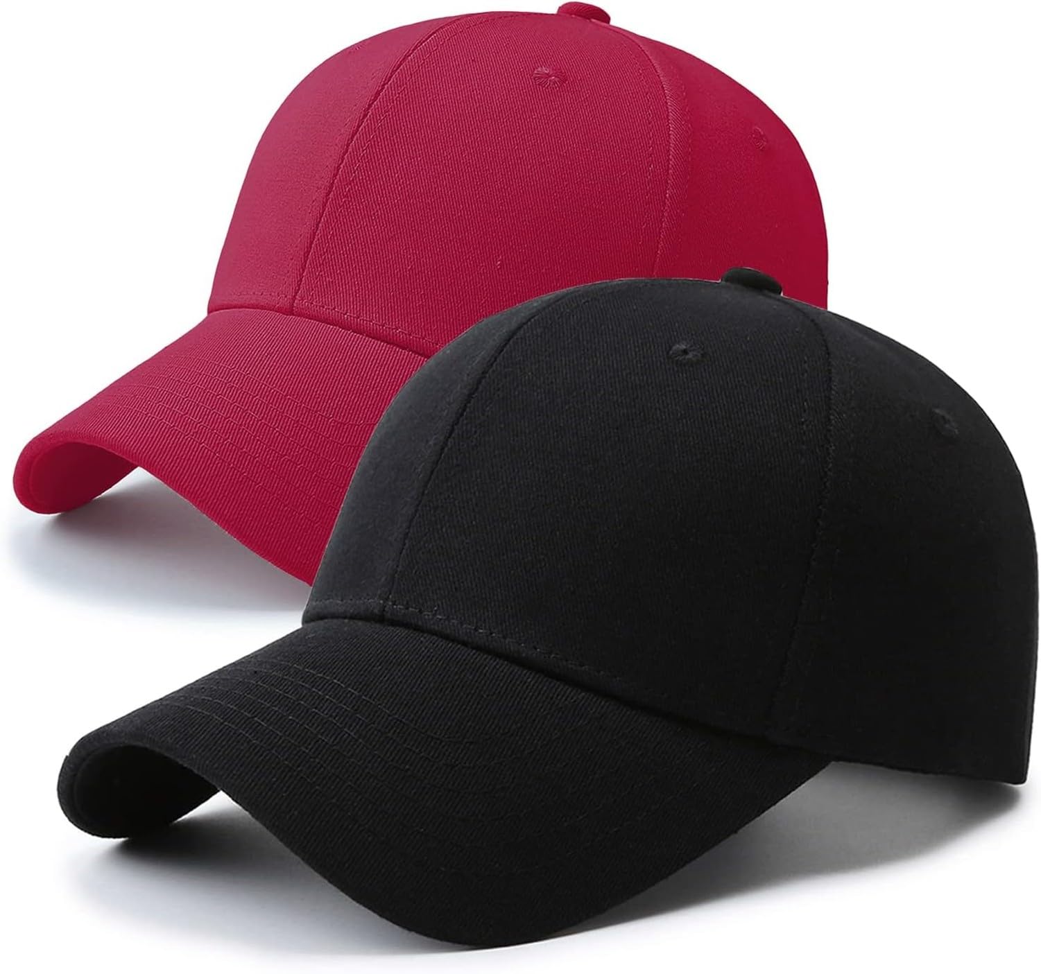AIEIJJH Structured Front Panels Baseball Cap Golf Hat Dad Trucker Cap for Men Women, Black+winered