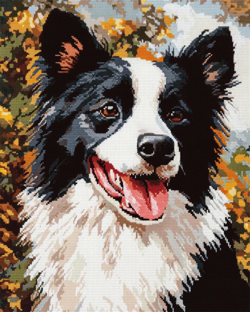 AxiangziK DIY Embroidery Kit Border Collie Portrait 11CT 30x40cm