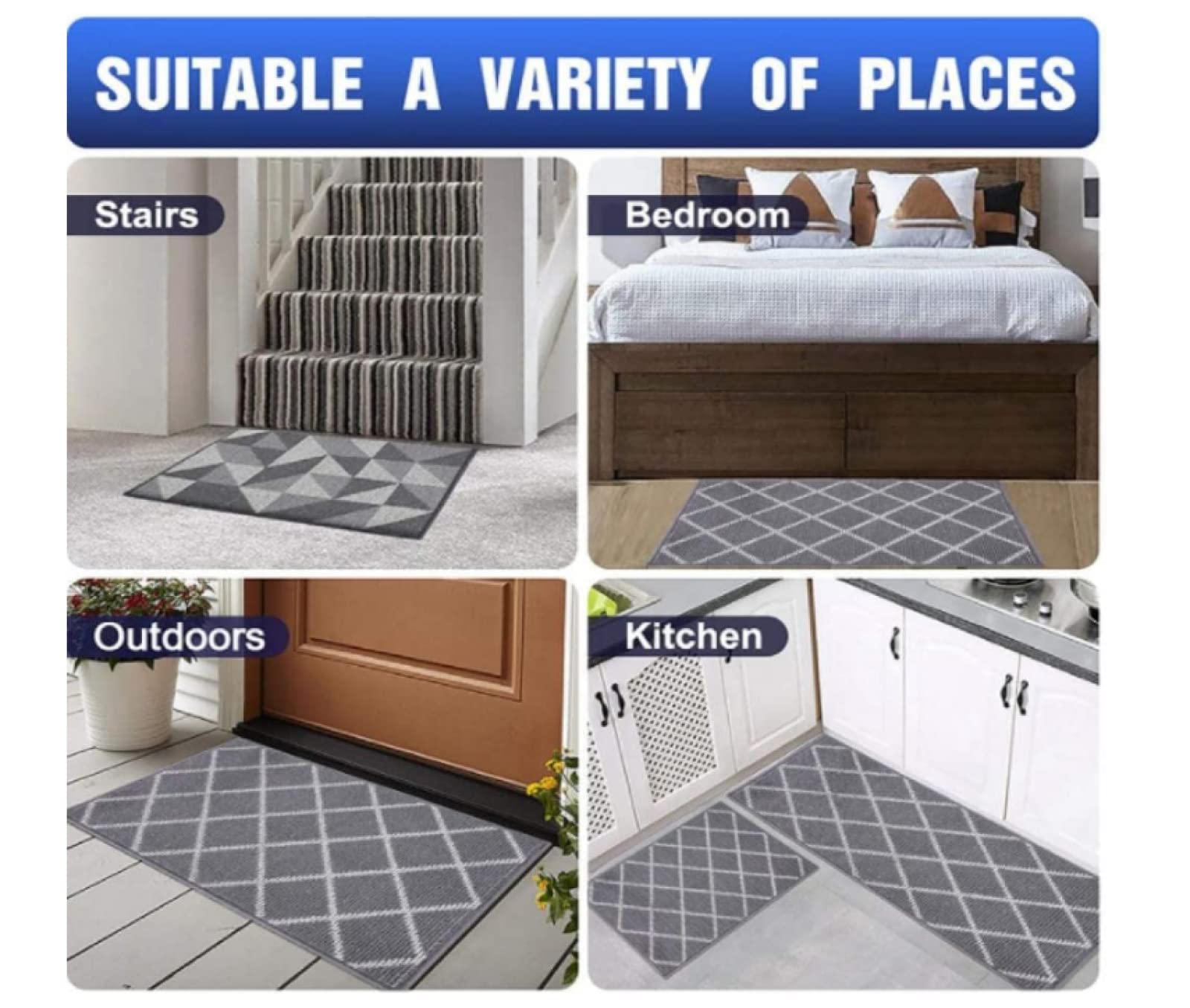 Paillasson Coeur Abstrait Gris Paillasson Exterieur Entree Antidérapant Paillasson Interieur Lavable Tapis Entree Interieur pour Chambre Cuisine Entrée Couloir 60x90cm