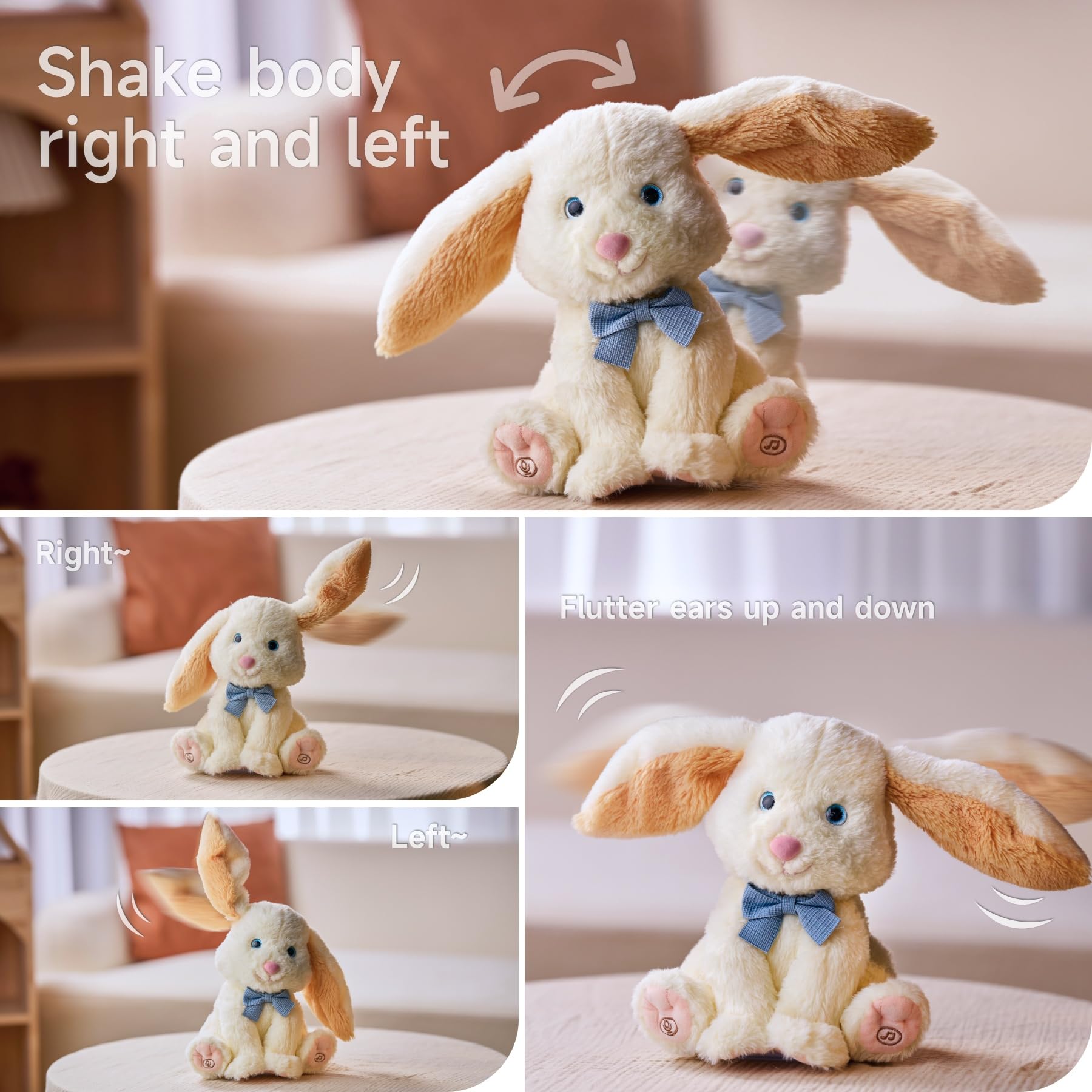 TUMAMA Bunny Stuffed Animal - Musical Stuffed Animal with Moving Ears, Features Singing, Recording, Repeating for Toddlers, Interactive Stuffed Bunny Plush Gift Toys for Boys and Girls - Image 7